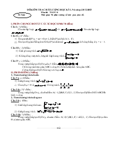 Đề kiểm tra chất lượng học kỳ I năm học 2012-2013 môn thi: toán 10