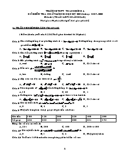 Đề kiểm tra chất lượng học kỳ II năm học 2007-2008 môn thi (toán-lớp 10 nâng cao)