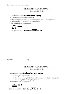 Đề kiểm tra chương III đại số 10