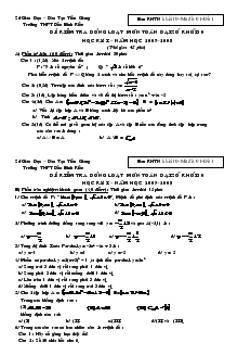 Đề kiểm tra đồng loạt môn toán đại số khối 10 học kỳ I năm học 20072008