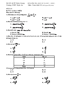 Đề kiểm tra học kì II (năm 2007 – 2008 ) môn: Toán khối 10 trường THPT Định An