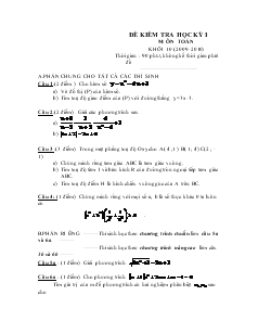 Đề kiểm tra học kỳ I môn toán khối 10 (2009-2010)