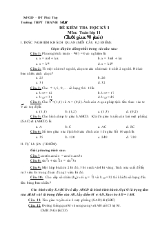 Đề kiểm tra học kỳ I môn: toán lớp 11 (thời gian:90 phút)