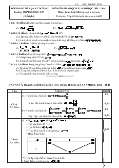 Đề kiểm tra học kỳ I năm học 2013 – 2014 môn : toán khối 10 (chương trình chuẩn)