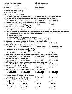 Đề kiểm tra một tiết Trường THPT Thạnh Lộc Môn : Đại số
