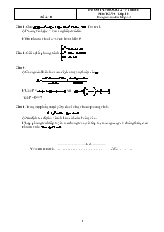 Đề ôn tập học kì 2 – Năm học môn Toán lớp 10 - Đề số 10