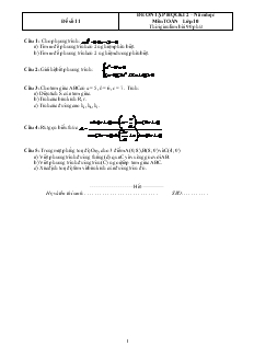 Đề ôn tập học kì 2 – Năm học môn Toán lớp 10 - Đề số 11