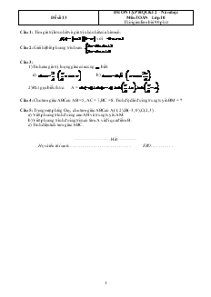 Đề ôn tập học kì 2 – Năm học môn Toán lớp 10 - Đề số 13
