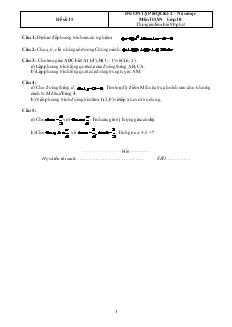 Đề ôn tập học kì 2 – Năm học môn Toán lớp 10 - Đề số 15