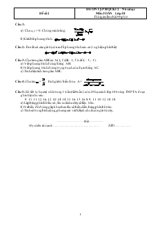 Đề ôn tập học kì 2 – Năm học môn Toán lớp 10 - Đề số 2