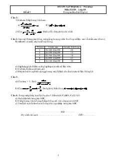 Đề ôn tập học kì 2 – Năm học môn Toán lớp 10 - Đề số 7