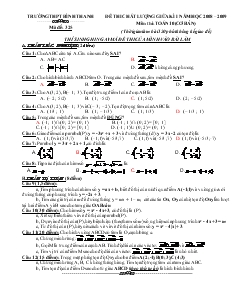 Đề thi chất lượng giữa kì I năm học 2008 – 2009 môn thi: toán 10(cơ bản)