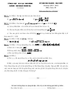 Đề thi chất lượng học kì I năm học 2011 – 2012