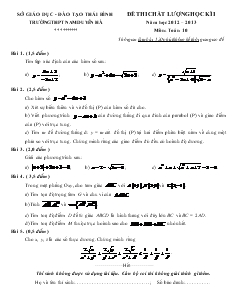 Đề thi chất lượng học kì I năm học 2012 – 2013 môn: toán 10