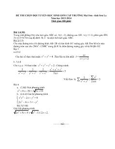 Đề thi chọn đội tuyển học sinh giỏi cấp trường Mai Sơn – Tỉnh Sơn La năm học 2013 - 2014