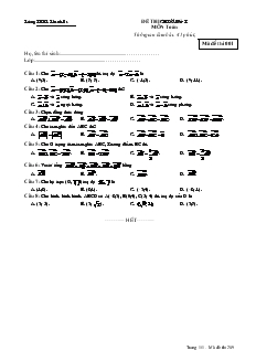 Đề thi chương I môn Toán - Mã đề thi 001