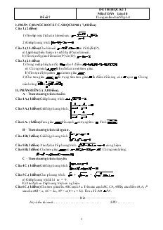 Đề thi học kì 1 môn toán lớp 10 thời gian làm bài 90 phút