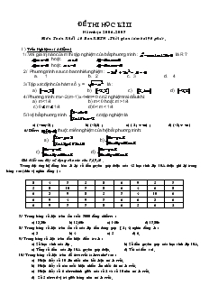 Đề thi học kì 2 năm học 2006 -2007