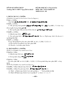 Đề thi học kì I (tham khảo) môn thi: toán khối 10 thời gian: 90 phút