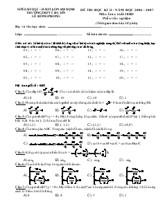 Đề thi học kì II - Năm học 2006 - 2007 môn toán khối 10  phần trắc nghiệm