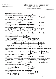 Đề thi học kì II năm học 2007 - 2008 môn: Toán. lớp 10