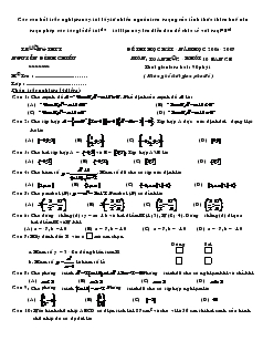 Đề thi học kỳ I - Năm học 2006 - 2007 môn: Toán học - khối 10