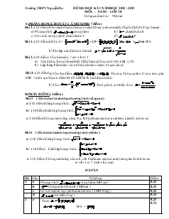 Đề thi học kỳ I năm học 2012 - 2013 môn : toán – lớp 10