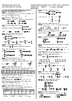 Đề thi kiểm tra học kỳ II – Môn Toán lớp 10