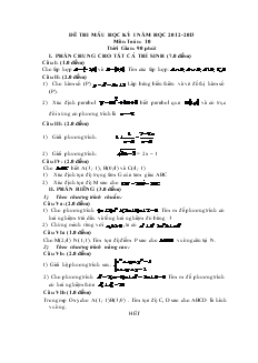 Đề thi mẫu học kỳ I năm học 2012-2013 môn toán: 10 thời gian: 90 phút