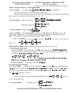 Đề thi thử đại học năm học 2011 - 2012 môn thi: Toán khối A
