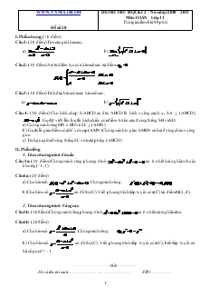 Đề thi thử học kì 2 – năm học 2010 – 2011 môn toán lớp 11 thời gian làm bài 90 phút