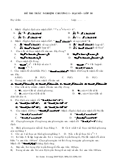 Đề thi trắc nghiệm chương I - Đại số - lớp 10