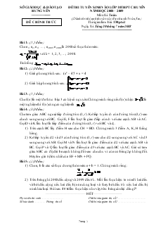 Đề thi tuyển sinh vào lớp 10 năm học 2008 – 2009 môn thi: toán