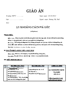 Giáo án Đại số 10 - Bài 3: Khoảng cách và góc