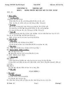 Giáo án Đại số 10 - Đỗ Văn Nhị - Bài 1: bảng phân bố tần số và tần suất