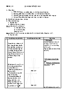 Giáo án Đại số 10 nâng cao - Tiết 20 , 21 - Bài 3: Hàm Số Bậc Hai