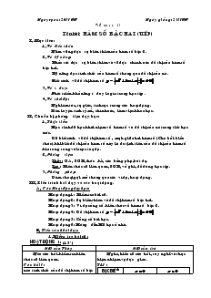 Giáo án Đại số 10 nâng cao - Tiết 21: Hàm Số Bậc Hai (tiếp)