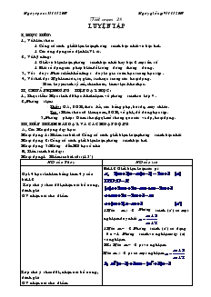 Giáo án Đại số 10 nâng cao - Tiết 28: Luyện Tập