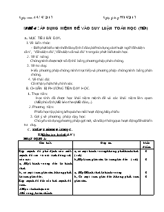 Giáo án Đại số 10 nâng cao - Tiết 4: Áp Dụng Mệnh Đề Vào Suy Luận Toán Học (tiếp)