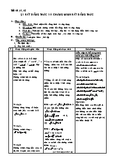 Giáo án Đại số 10 nâng cao - Tiết 40 ,41, 42 - Bài 1: Bất Đẳng Thức Và Chứng Minh Bất Đẳng Thức