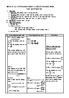 Giáo án Đại số 10 nâng cao - Tiết 48-49 - Bài 3: Bất Phương Trình Và Hệ Bất Phương Trình Bậc Nhất Một Ẩn