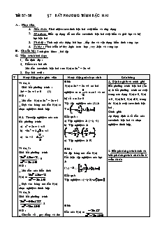 Giáo án Đại số 10 nâng cao - Tiết 57- 58 - Bài 7: Bất Phương Trình Bậc Hai