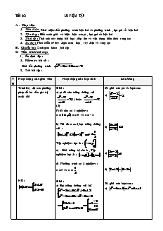 Giáo án Đại số 10 nâng cao - Tiết 63: Luyện Tập