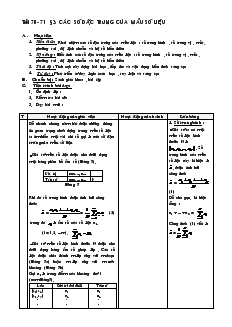 Giáo án Đại số 10 nâng cao - Tiết 70- 71 - Bài 3: Các Số Đặc Trưng Của Mẫu Số Liệu