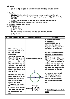 Giáo án Đại số 10 nâng cao - Tiết 78- 79 - Bài 2: Giá Trị Lượng Giác Của Góc (cung) Lượng Giác