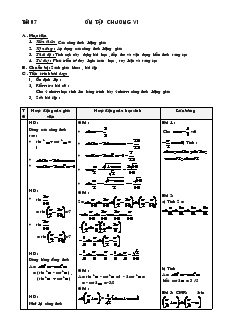 Giáo án Đại số 10 nâng cao - Tiết 87: Ôn Tập Chương VI