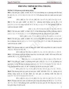 Giáo án Đại số 10 - Phương trình đường thẳng