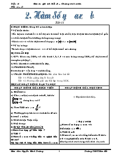 Giáo án Đại số lớp 10 - Bài 2: Hàm Số y = ax + b