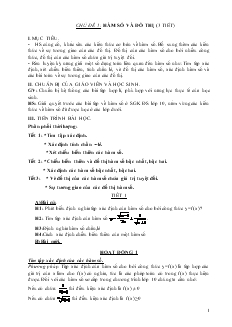 Giáo án Đại số lớp 10 - Chủ đề 1: Hàm số và đồ thị (3 tiết)