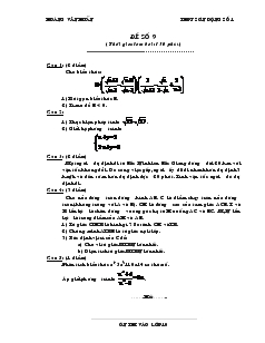 Giáo án Đại số lớp 10 - Đề số 9